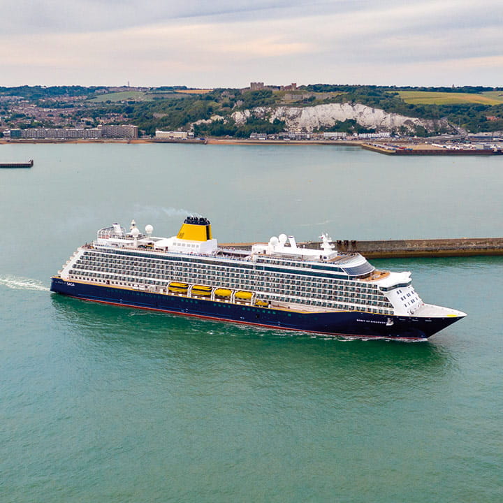 Spirit of Discovery sailing from the port of Dover in Kent, England